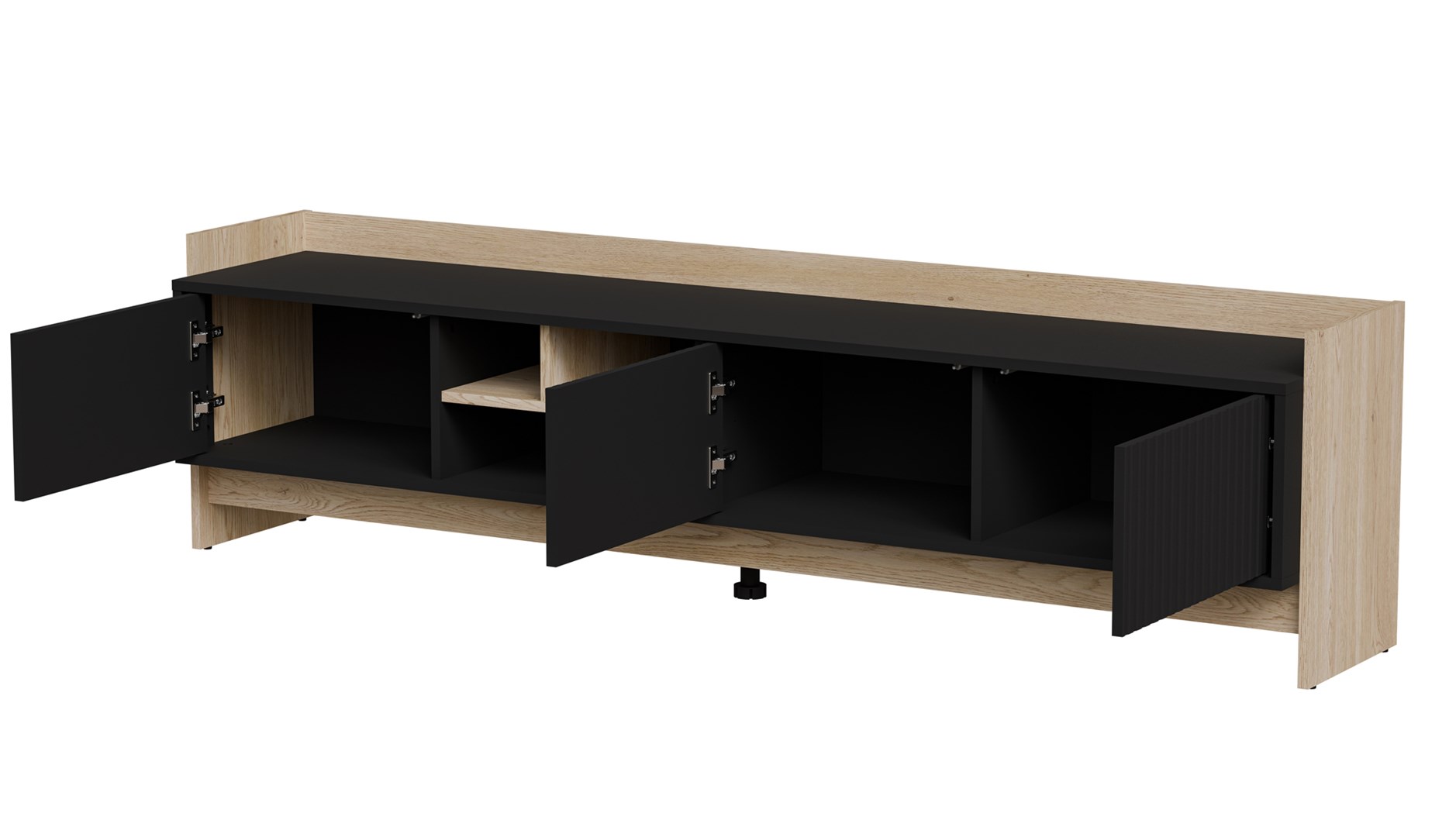 Szafka RTV PORTO 3D 190x38x50 dąb/czarny - obrazek 2