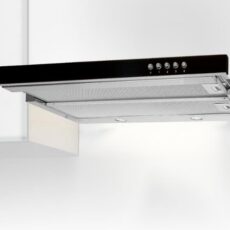 Okap podszafkowy teleskopowy AKPO WK-7 LIGHT GLASS 60 INOX CZARNY (600mm; kolor inox, front czarne szkło)