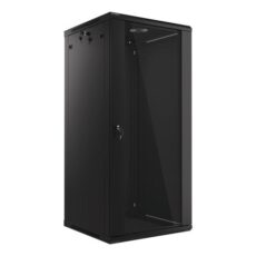 Szafa jednosekcyjna Lanberg WF01-6627-10B (27U; 1300mm / 600mm / 600 mm; wisząca; Szklane; 19''; kolor czarny)