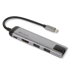 Verbatim 49141 stacja dokująca USB 3.2 Gen 1 (3.1 Gen 1) Type-C Czarny, Srebrny