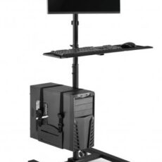 Wózek stand profesjonalny Maclean, mobilne stanowisko komputerowe na kółkach, max 17"-32", max 20kg, MC-793