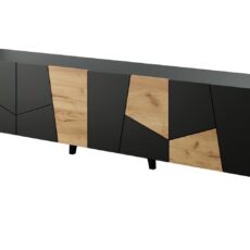 Szafka RTV ETNA 200x42x52 czarny mat + dąb craft