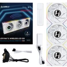 Wentylator Lian Li UNI FAN TL Wireless LCD Lüfter, ARGB, PWM, 3er-Pack inkl. Controller - Reverse Blade, 120 mm, weiß