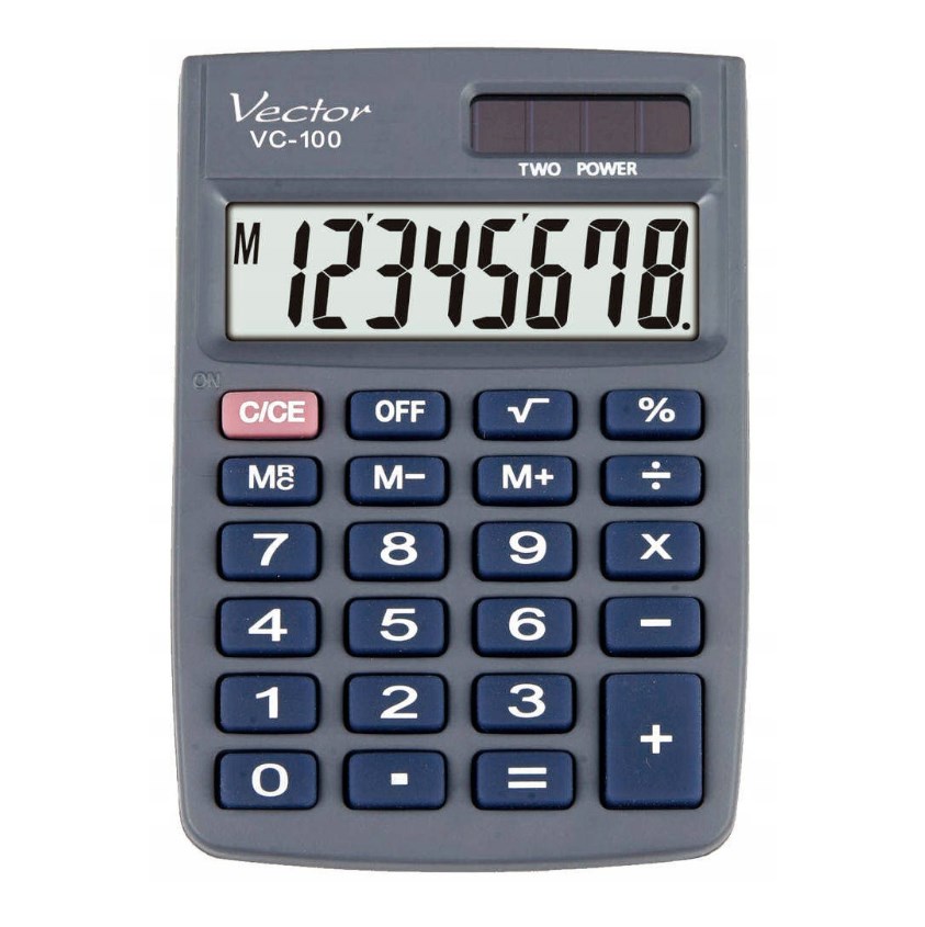 Vector Kalkulator biurowy KAV VC-100, 8-cyfrowy, 58x88,5mm, szary