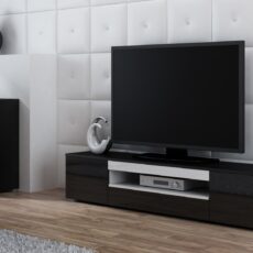 Szafka RTV VIVA 180 czarny/ czarny połysk+ biały