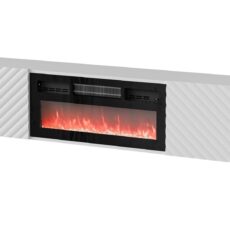 Szafka RTV LARA 183x35x37 biały mat + czarny kominek