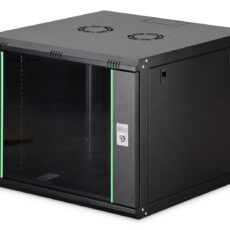 Szafa sieciowa wisząca DYNAmic 19" 9U rack 600x600, drzwi szyba, czarny, niedzielona, złożona, 60kg