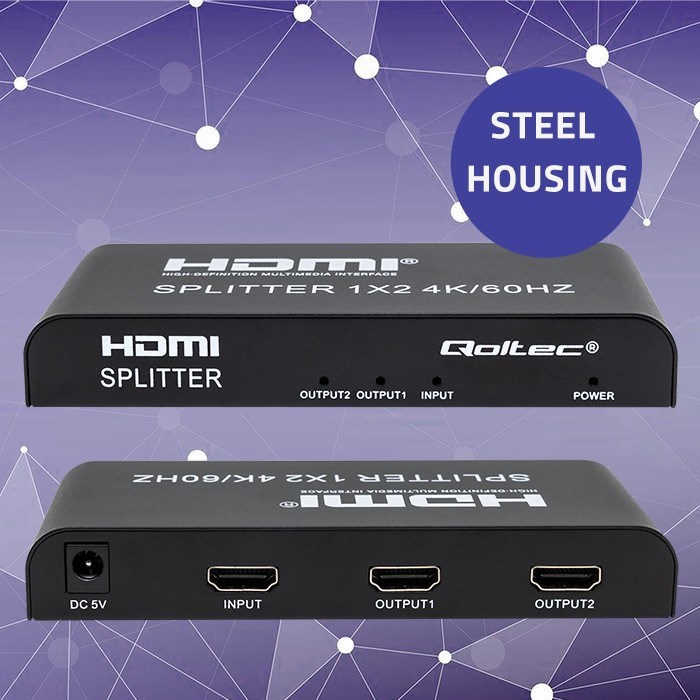 QOLTEC ROZDZIELACZ SPLITTER 2XHDMI 4KX2K | 6GB/S | 60HZ - obrazek 2