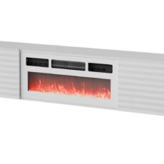 Szafka RTV TULA 183x35x37 biały mat + biały kominek