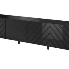 Szafka RTV ABETO 200x42x52 czarny/czarny połysk