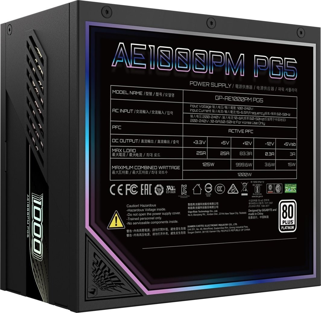 Zasilacz Gigabyte Aorus Elite Platinum ATX 3.1 1000W - obrazek 2