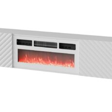 Szafka RTV LARA 183x35x37 biały mat + biały kominek
