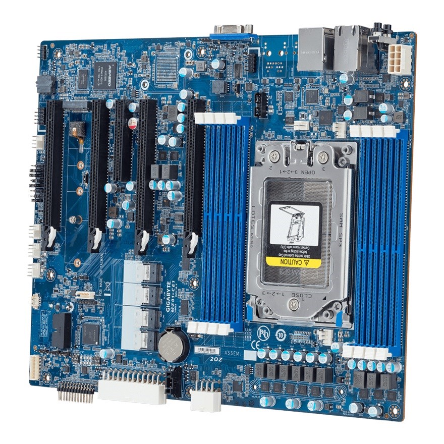 Płyta główna Gigabyte MZ01-CE1 1x SP3 AMD Epyc 7003 SoC (8x DIMM, 4x SlimSAS (16x SATA), 1xM.2, 2x1Gbe, IPMI, ATX)
