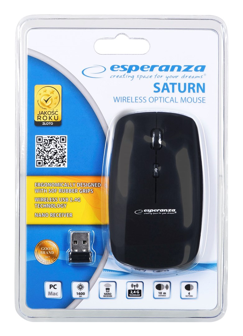 Mysz Esperanza EM120K (optyczna; 1600 DPI; kolor czarny) - obrazek 2