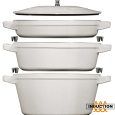 Zestaw 3 naczyń żeliwnych z pokrywką STAUB 40508-388-0 - biała trufla 24 cm