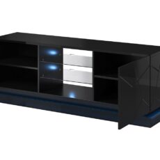Szafka RTV QIU 160 MDF czarny połysk/czarny połysk