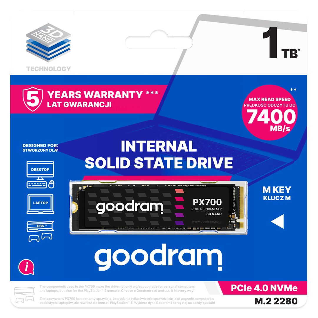SSD GOODRAM PX700 M.2 PCIe 4x4 1TB RETAIL - obrazek 2