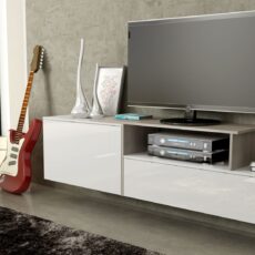 Szafka RTV SIGMA3 180 biały/biały połysk + sonoma