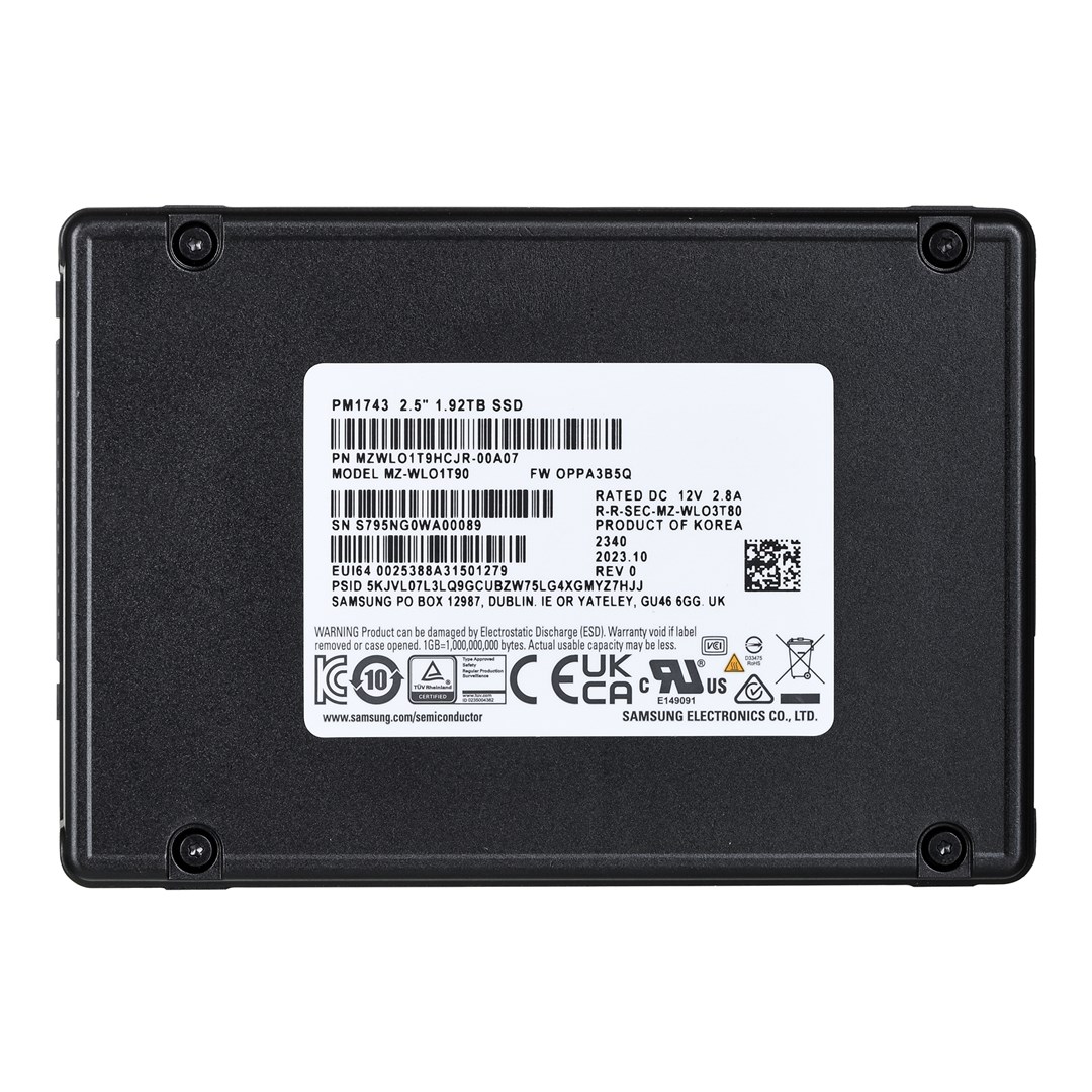 Dysk SSD Samsung PM1743 1.92TB U.2 NVMe PCIe 5.0 MZWLO1T9HCJR-00A07 (DPWD 1)