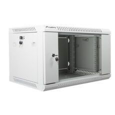 Szafa jednosekcyjna, zamykana na zamek Lanberg WF01-6406-10S (6U; 368mm / 600mm / 450 mm; wisząca; Szklane; 19''; kolor szary)