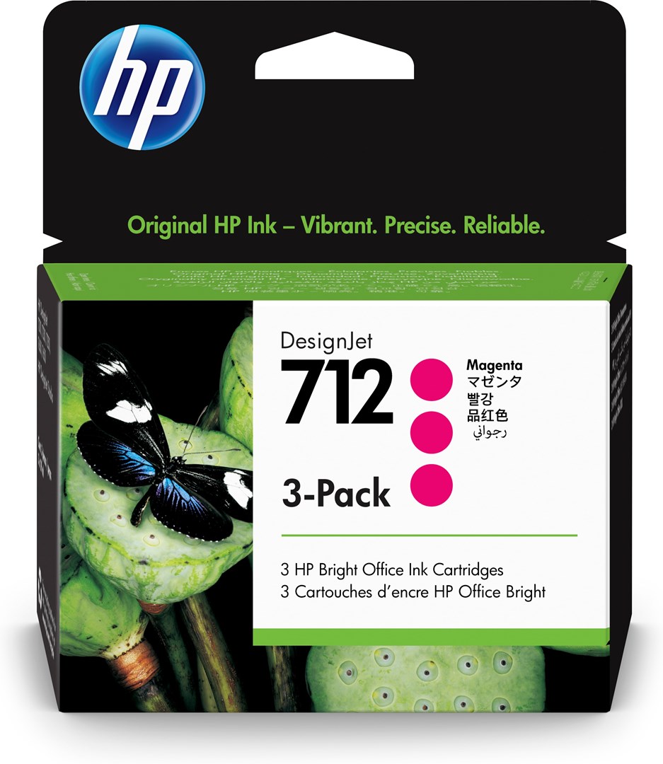 HP Zestaw 3 purpurowych wkładów atramentowych 712 DesignJet 29 ml - obrazek 2