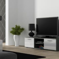 Szafka RTV SOHO 140 szary/ biały połysk