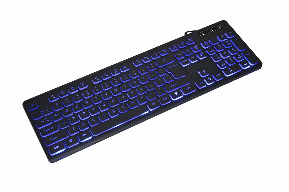 GEMBIRD KLAWIATURA MULTIMEDIALNA Z TRÓJKOLOROWYM PODŚWIETLENIEM USB, US LAYOUT, CZARNA - obrazek 2