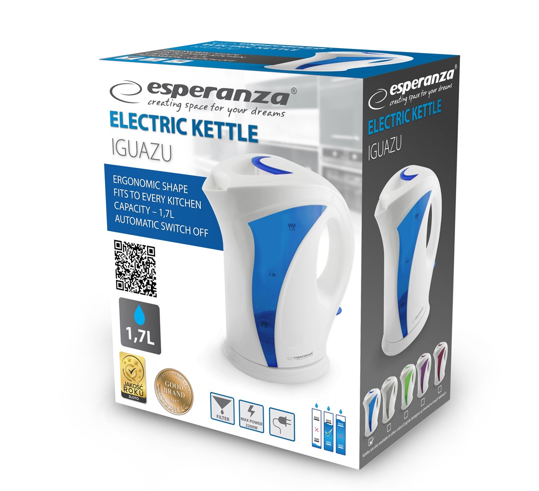 Czajnik elektryczny Esperanza Iguazu EKK018B (2200W 1.8l; kolor niebieski) - obrazek 2