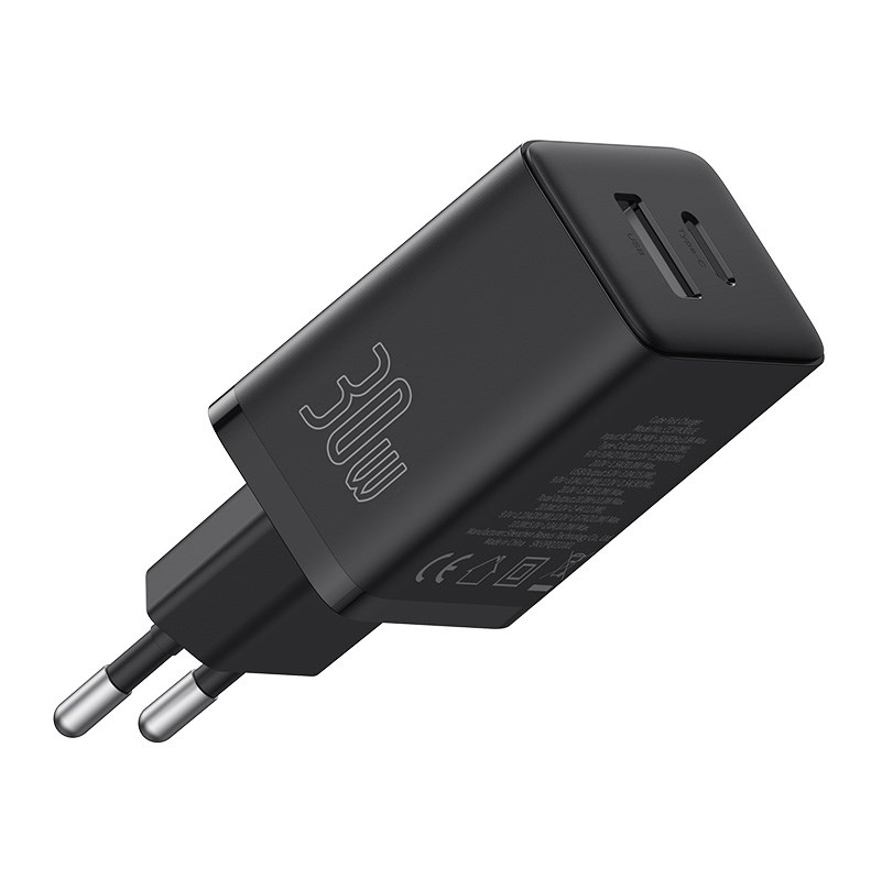 Ładowarka sieciowa Baseus Cube C+U 30W EU (cluster black) - obrazek 2