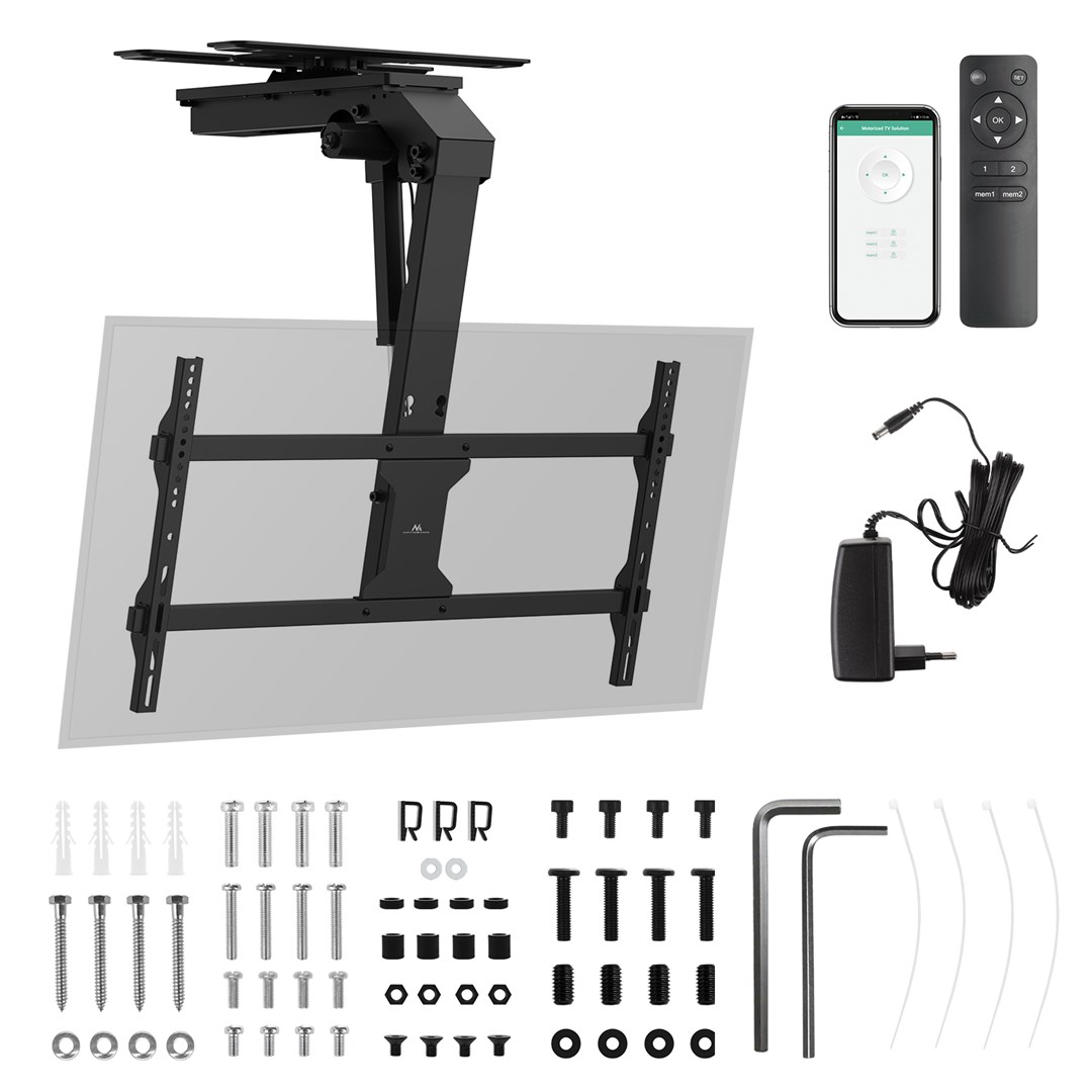 MACLEAN UCHWYT ELEKTRYCZNY DO TV, SUFITOWY, TUYA, MAX. VESA 800X400, REG. W POZ. +90°~-90°, DLA TV 43-86", MAX. 45KG MC-109 T