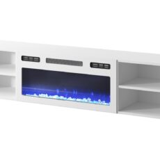 Szafka RTV POLO 180x33x39 biały + kominek biały