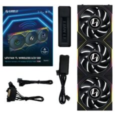 Lian Li UNI FAN TL Wireless LCD Lüfter, ARGB, PWM, 3er-Pack inkl. Controller - 120 mm, schwarz