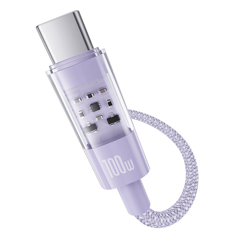 Kabel Baseus Gem USB-USB C 100W 2m (fioletowy) - obrazek 2