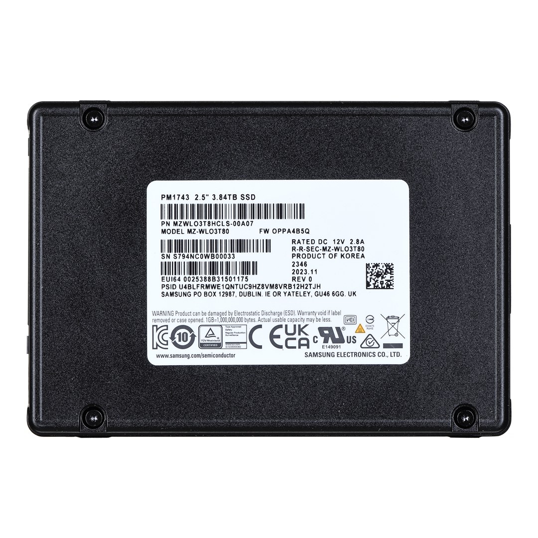 Dysk SSD Samsung PM1743 3.84TB U.2 NVMe PCIe 5.0 MZWLO3T8HCLS-00A07 (DPWD 1)
