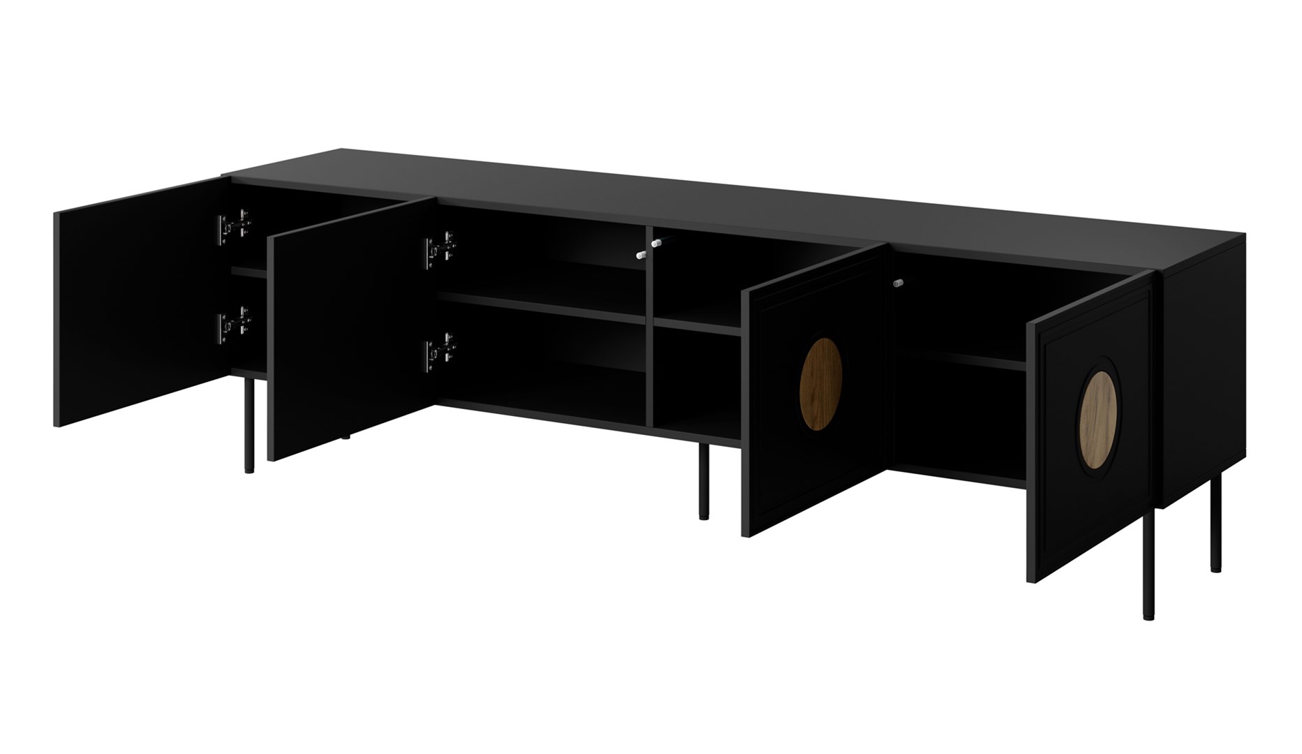 Szafka RTV PALAZZO 200x42x60 czarny + dąb craft - obrazek 2