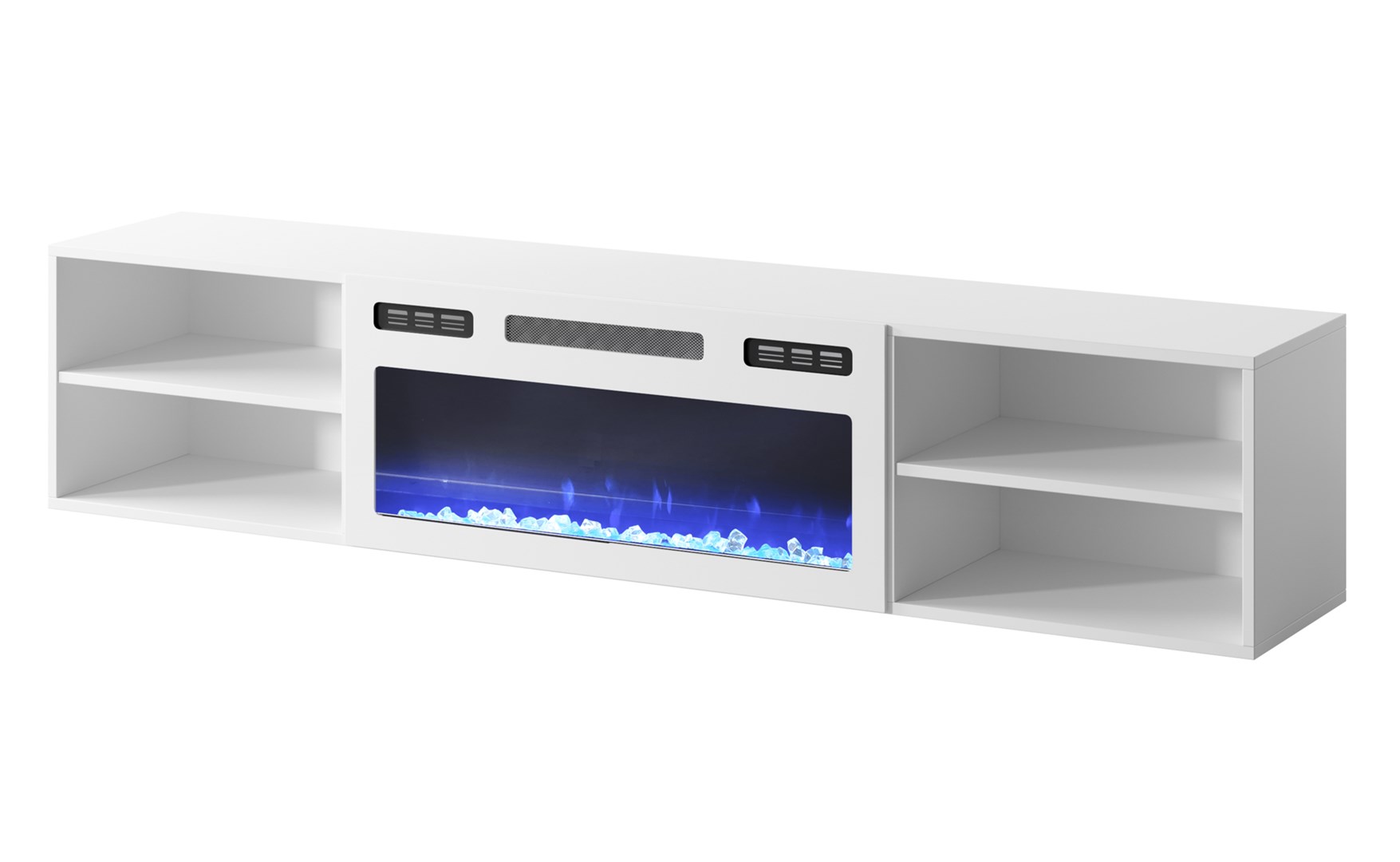 Szafka RTV POLO 180x33x39 biały + kominek biały - obrazek 2
