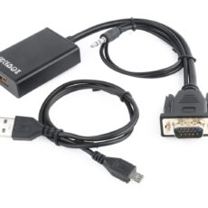 Adapter GEMBIRD A-VGA-HDMI-01 (HDMI F - D-Sub (VGA), Jack stereo 3,5 mm, USB 2.0 M; 0,15m; kolor czarny)