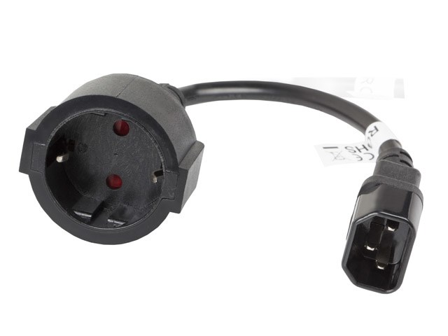LANBERG PRZEDŁUŻACZ KABLA ZASILAJĄCEGO IEC 320 C14 -> SCHUKO(F), 20CM - obrazek 2