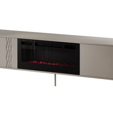 Szafka RTV EF + kominek czarny TRESSE 180x40x54,5 kaszmir mat