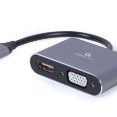GEMBIRD ADAPTER USB TYPU C NA HDMI + VGA NA KABLU SZARY