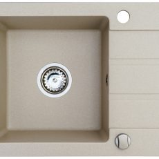 Zlewozmywak granitowy jednokomorowy z ociekaczem Maidsinks 62x44 1B 1D beż piaskowy (Pyragranit; kolor beżowy)