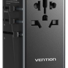 Uniwersalny adapter podróżny z ładowarką Vention 100W GaN 1x USB-A 3x USB-C czarny