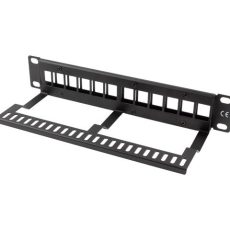 LANBERG PATCH PANEL PUSTY 12 PORT 1U 10" Z ORGANIZEREM DO MODUŁÓW KEYSTONE CZARNY PPKS-9112-B
