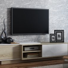 Szafka RTV SIGMA1 180 sonoma/biały połysk