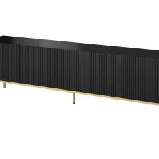 Szafka RTV PAFOS na złotym stelażu ze stali 200x40x60 czarny mat