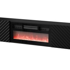 Szafka RTV LARA 183x35x37 czarny mat + czarny kominek