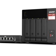 Zestaw Qnap TS-473A-SW5T (TS-473A-8G + switch QSW-1105-5T 5x2.5GbE), Tower, 3.5" SATA, AMD Ryzen V1500B 4C/8T, 8GB DDR4 (Max. 64GB), 2 x 2.5GbE, optional 10GbE, Single PSU, 250W