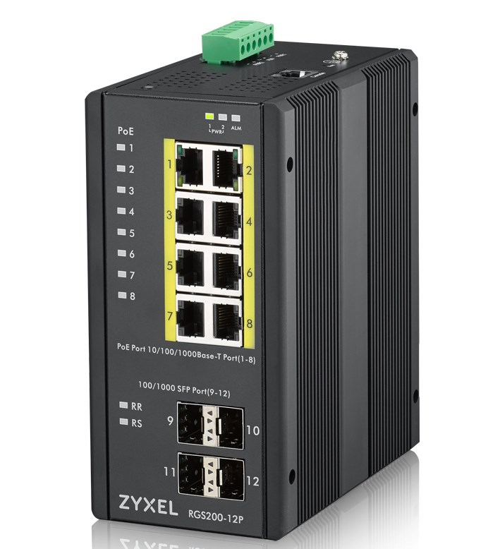 Switch Zyxel RGS200-12P PoE(PoE+: 8;) 240W Managed Gigabit Rugged