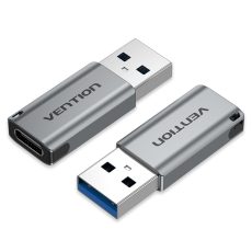 Adapter USB 3.0 Vention USB-A do USB-C szary stop aluminium