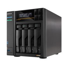 NAS Asustor AS6804T; Tower; 4x (3.5" SATA HDD/ 2.5" SSD); AMD Ryzen Embedded V3C14; 16G ECC DDR5 SODIMM (max. 64GB), 2x 10GbE, 2x 5GbE, 4x M.2 2280 NVMe PCIe 4.0, 2x USB4, 2x USB 3.2 Gen, 1x optional 10 GbE card